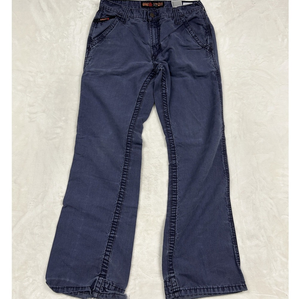 Ariat Work FR M4 Boot Pants Mens 31x32 Navy Blue Flame Resistant Distressed